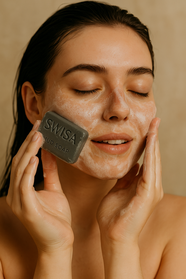 Schlammseife gegen unreine Haut - Swisa Beauty - Totes Meersalz Produkte für gesunde Haut